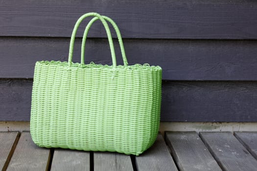 A green beach bag