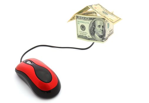 E-commerce - computer mouse and money home