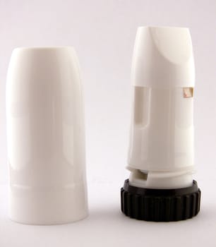 closeup portrait of asthmatic inhaler or puffer