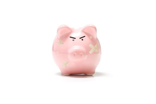 An angry and upset piggy bank