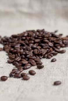 Coffee beans on a coffee bag