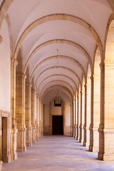 Arched hall - architectural detail of The Benedictine Abbey