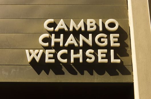 Image of money change, wechsel, cambio sign.