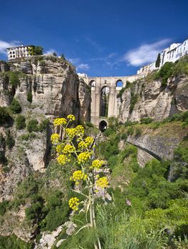 New bridge in Ronda, one of the famous white villages in Andalusia, Spain