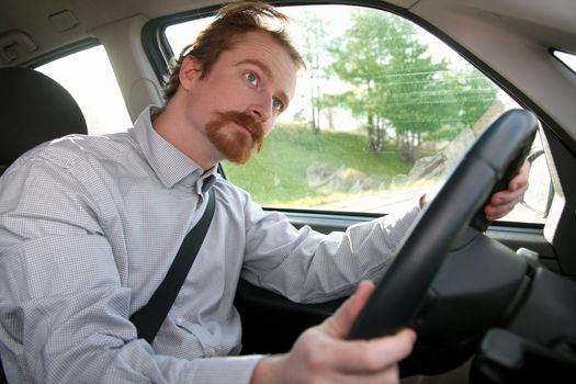 Businessman in the car, inside