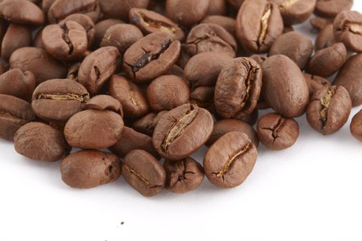 Coffe beans macro on white background