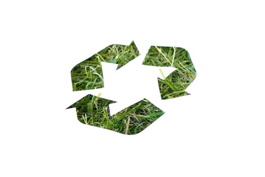 A recycle logo of grass