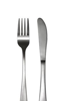 A fork and knife isolated on white