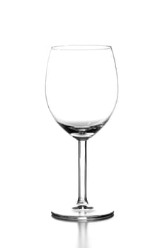 An isolated empty wine glass