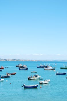 beautiful photo of boats harbor in the port of Cascais, Portugal