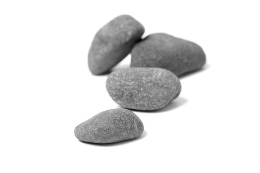 An arrangement of black stones