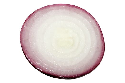 A sliced onion on white