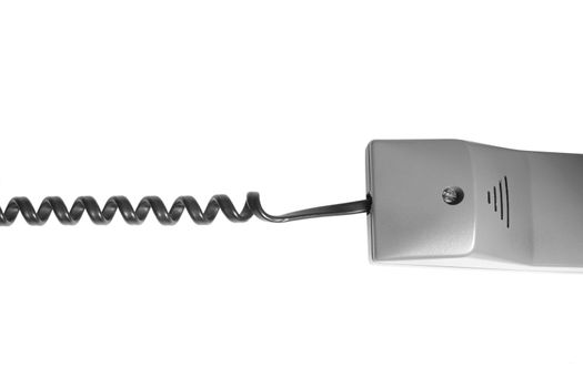 An isolated telephone handle on white