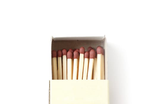 Matches in a match box isolated