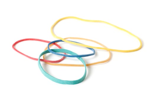 Multicolored rubberbands isolated on white