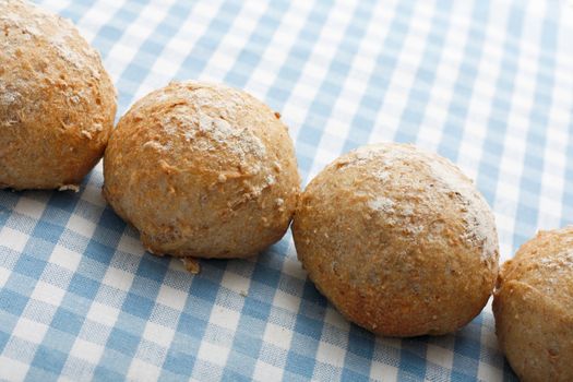 Delicious wholemeal bread rolls freshly baked