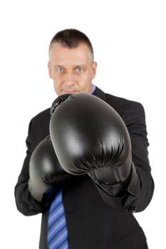 An image of a business man boxing