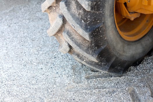 A huge excavator wheel