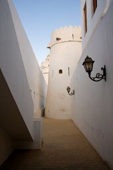 Interior alley in old fort in Abu Dhabi in UAE in Middle East
