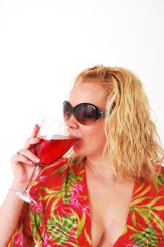 Pretty girl enjoying a glass of wine