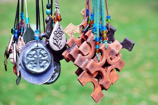 Medieval and celtic style jewelry hanging down