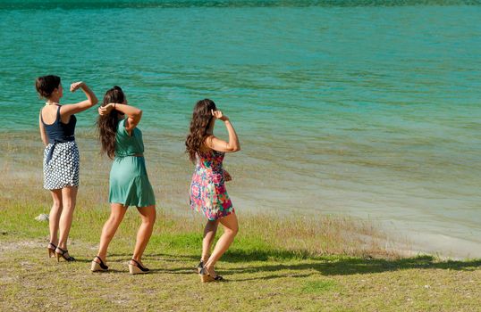 Throwing stones into and idyllic moutain lake