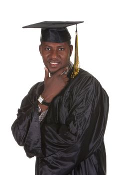 happy graduation a young man on white background