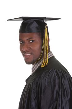 happy graduation a young man on white background