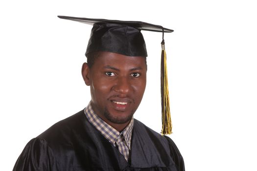 happy graduation a young man on white background