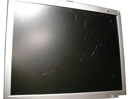 portrait of tft screen accident showing cracks in laptop screen