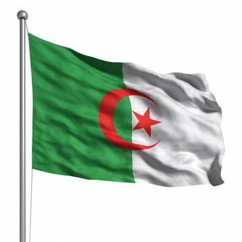 Flag of Algeria. Rendered with fabric texture (visible at 100%). Clipping path included.