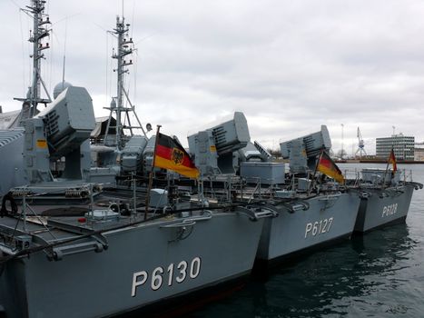 portrait of german navy ship in ocean