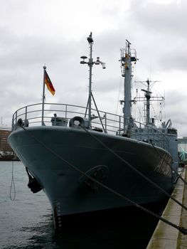 portrait of german navy ship in ocean