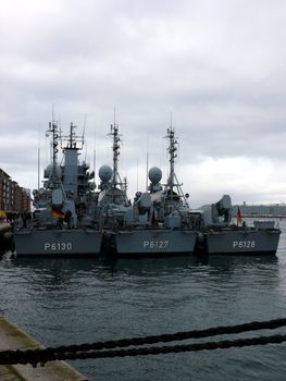 portrait of german navy ship in ocean