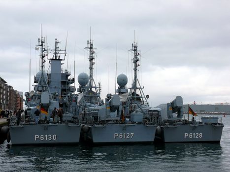 portrait of german navy ship in ocean