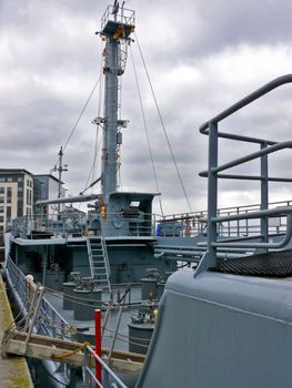 portrait of german navy ship in ocean