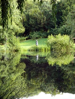 portrait of statue in beatiful nature landscape