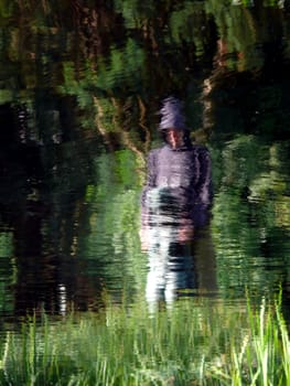 portrait of statue in beatiful nature landscape