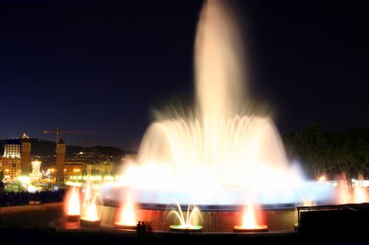 Magic fountain in city Barcelona, Spain