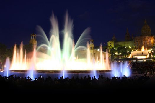 Magic fountain in city Barcelona, Spain