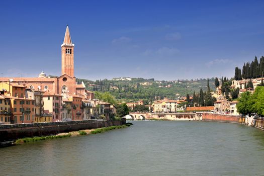 Lungadige Verona, details view of Verona, Italy