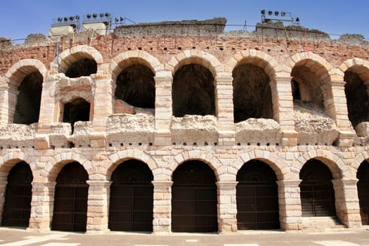 colosseum, details amphitheatre Arena in Verona, Italy