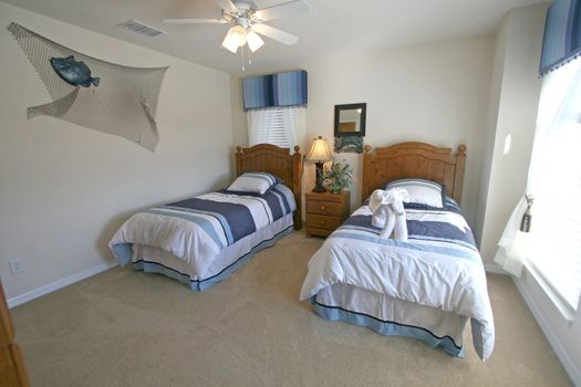 A Twin Bedroom in a House in Florida.