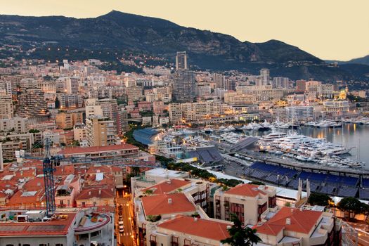 View of Monaco at night