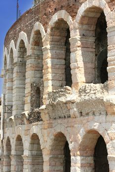 colosseum, details amphitheatre Arena in Verona, Italy