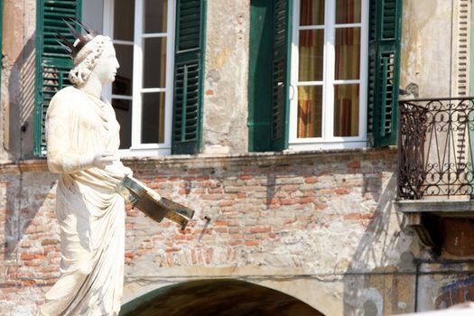 Fountain of our Lady Verona in Piazza delle Erbe in Verona, Italy