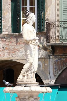 Fountain of our Lady Verona in Piazza delle Erbe in Verona, Italy