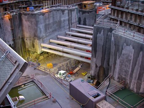 portrait of work at tunnel construction site