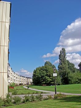 portrait of suburb view in summertime