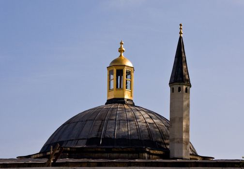 Minaret and Dome on roof of Topkapi Palace in Istanbul